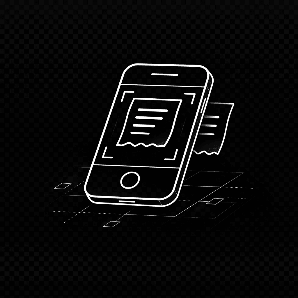 Smartphone capturing a receipt photo